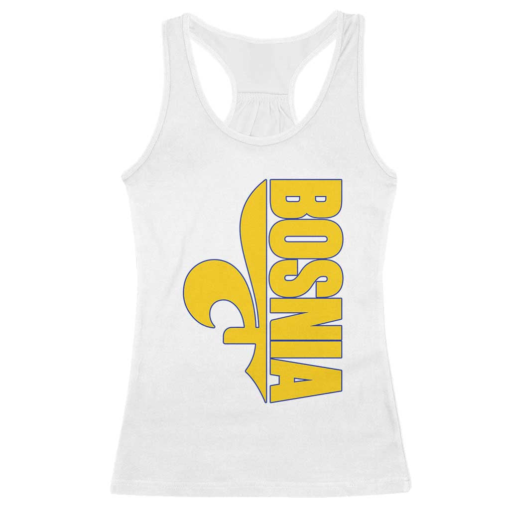 Bosnian Fleur De Lis Flag Racerback Tank Top Proud Bosnia Heritage Gift TS12 White Print Your Wear