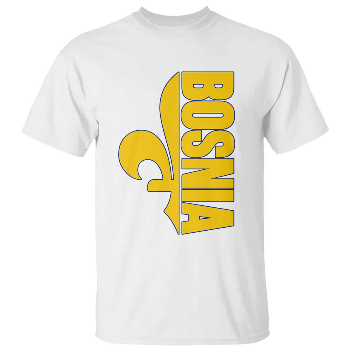 Bosnian Fleur De Lis Flag T Shirt Proud Bosnia Heritage Gift TS12 White Print Your Wear