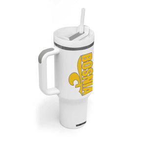 Bosnian Fleur De Lis Flag Tumbler With Handle Proud Bosnia Heritage Gift TS12 Print Your Wear