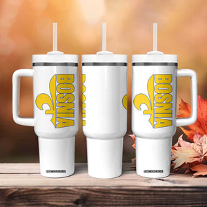 Bosnian Fleur De Lis Flag Tumbler With Handle Proud Bosnia Heritage Gift TS12 Print Your Wear
