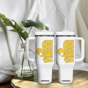 Bosnian Fleur De Lis Flag Tumbler With Handle Proud Bosnia Heritage Gift TS12 Print Your Wear
