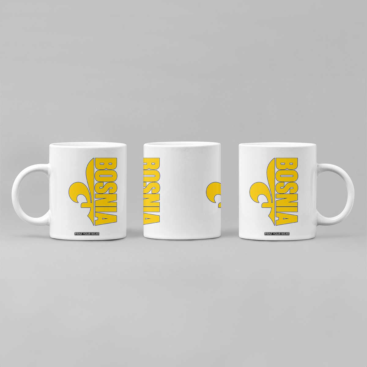 Bosnian Fleur De Lis Flag Coffee Mug Proud Bosnia Heritage Gift TS12 Print Your Wear