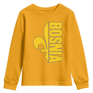 Bosnian Fleur De Lis Flag Youth Sweatshirt Proud Bosnia Heritage Gift TS12 Gold Print Your Wear