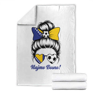 Bosnia Soccer Messy Bun Throw Blanket Hajmo Bosno Game Day Gift TS12 White Print Your Wear