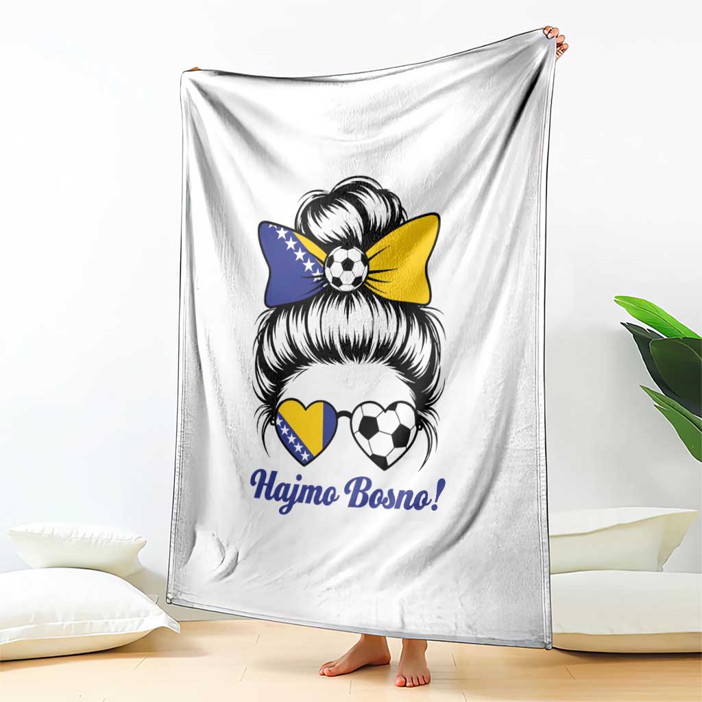 Bosnia Soccer Messy Bun Throw Blanket Hajmo Bosno Game Day Gift TS12 Print Your Wear