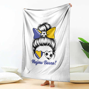 Bosnia Soccer Messy Bun Throw Blanket Hajmo Bosno Game Day Gift TS12 Print Your Wear