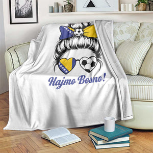 Bosnia Soccer Messy Bun Throw Blanket Hajmo Bosno Game Day Gift TS12 Print Your Wear