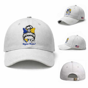 Bosnia Soccer Messy Bun Baseball Cap Hajmo Bosno Game Day Gift TS12 Baseball Cap Universal Fit White Print Your Wear