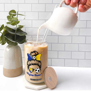 Bosnia Soccer Messy Bun Glass Can Hajmo Bosno Game Day Gift TS12 Print Your Wear
