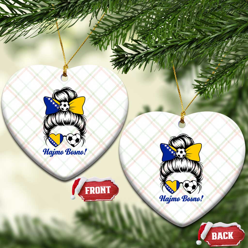 Bosnia Soccer Messy Bun Ceramic Ornament Hajmo Bosno Game Day Gift TS12 Print Your Wear