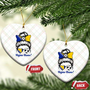 Bosnia Soccer Messy Bun Ceramic Ornament Hajmo Bosno Game Day Gift TS12 Print Your Wear