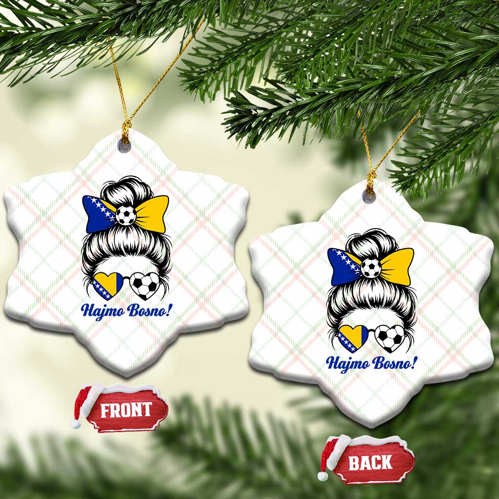 Bosnia Soccer Messy Bun Ceramic Ornament Hajmo Bosno Game Day Gift TS12 Print Your Wear