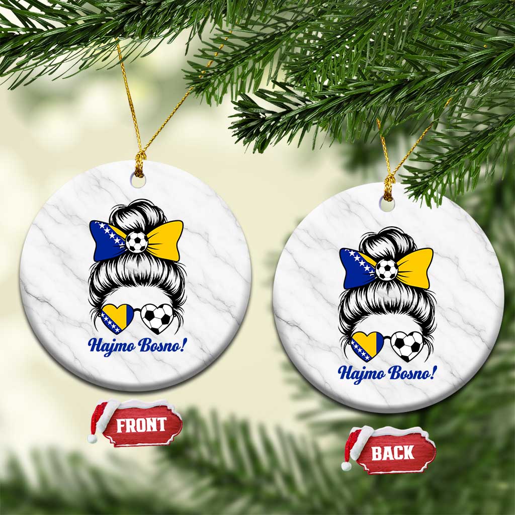 Bosnia Soccer Messy Bun Ceramic Ornament Hajmo Bosno Game Day Gift TS12 1pc White Marble Print Your Wear