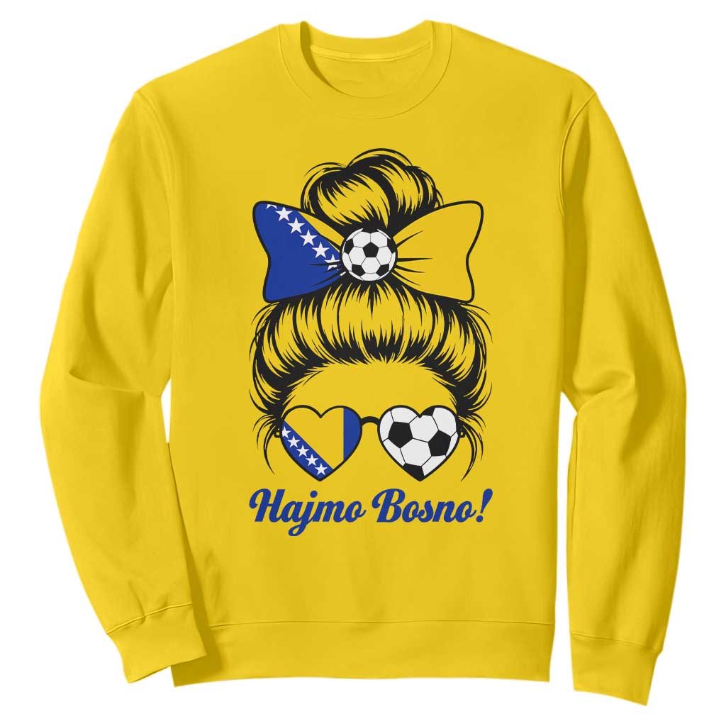 Bosnia Soccer Messy Bun Sweatshirt Hajmo Bosno Game Day Gift TS12 Daisy Print Your Wear