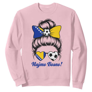 Bosnia Soccer Messy Bun Sweatshirt Hajmo Bosno Game Day Gift TS12 Light Pink Print Your Wear