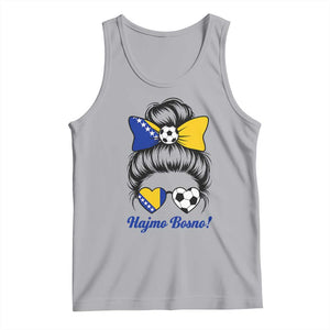 Bosnia Soccer Messy Bun Tank Top Hajmo Bosno Game Day Gift TS12 Athletic Heather Print Your Wear