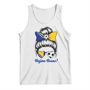 Bosnia Soccer Messy Bun Tank Top Hajmo Bosno Game Day Gift TS12 White Print Your Wear