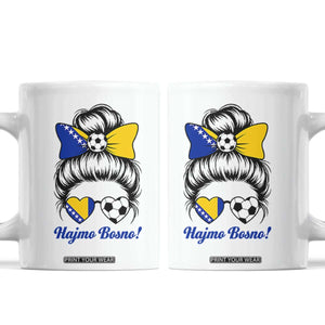 Bosnia Soccer Messy Bun Coffee Mug Hajmo Bosno Game Day Gift TS12 White Print Your Wear