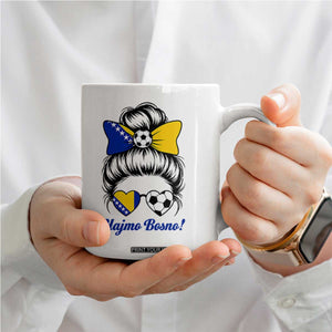 Bosnia Soccer Messy Bun Coffee Mug Hajmo Bosno Game Day Gift TS12 Print Your Wear