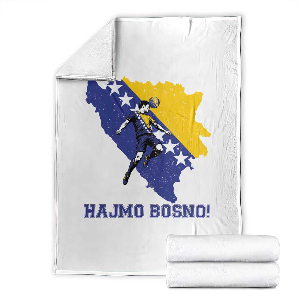 Vintage Bosnian Map Football Fan Throw Blanket Proud Balkan Heritage Gift TS12 White Print Your Wear