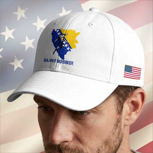 Vintage Bosnian Map Football Fan Baseball Cap Proud Balkan Heritage Gift TS12 Print Your Wear