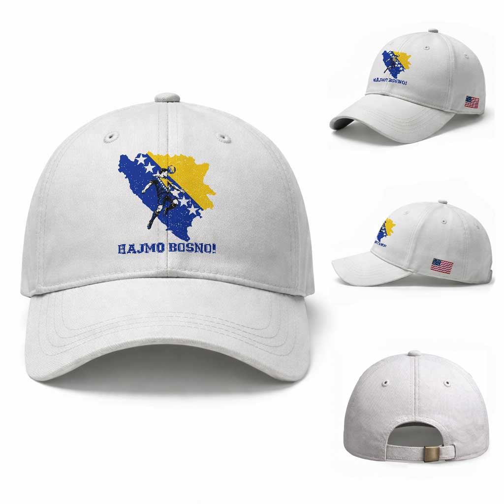 Vintage Bosnian Map Football Fan Baseball Cap Proud Balkan Heritage Gift TS12 Baseball Cap Universal Fit White Print Your Wear