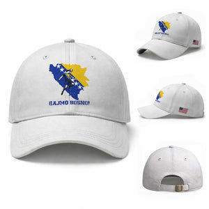 Vintage Bosnian Map Football Fan Baseball Cap Proud Balkan Heritage Gift TS12 Baseball Cap Universal Fit White Print Your Wear