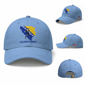 Vintage Bosnian Map Football Fan Baseball Cap Proud Balkan Heritage Gift TS12 Baseball Cap Universal Fit Light Blue Print Your Wear