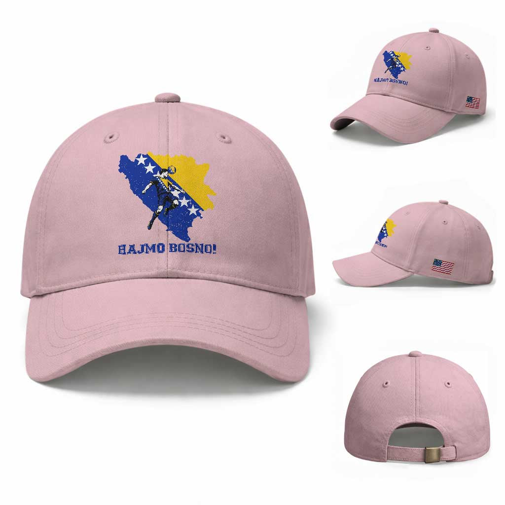 Vintage Bosnian Map Football Fan Baseball Cap Proud Balkan Heritage Gift TS12 Baseball Cap Universal Fit Light Pink Print Your Wear