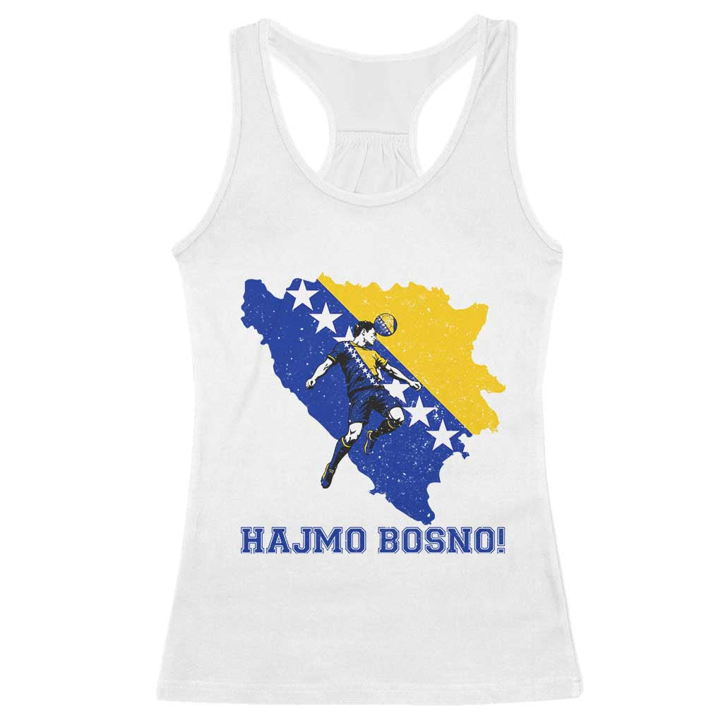 Vintage Bosnian Map Football Fan Racerback Tank Top Proud Balkan Heritage Gift TS12 White Print Your Wear
