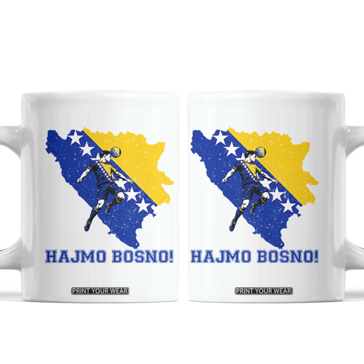 Vintage Bosnian Map Football Fan Coffee Mug Proud Balkan Heritage Gift TS12 White Print Your Wear