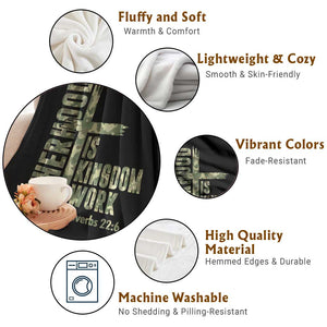 Fatherhood Is Kingdom Work Throw Blanket Camo Christian Fathers Day Gift TS12 Print Your Wear