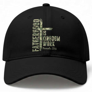 Fatherhood Is Kingdom Work Baseball Cap Camo Christian Fathers Day Gift TS12 Print Your Wear