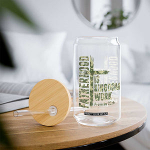 Fatherhood Is Kingdom Work Glass Can Camo Christian Fathers Day Gift TS12 Print Your Wear
