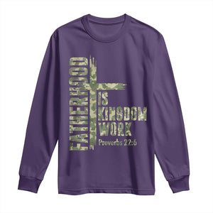 Fatherhood Is Kingdom Work Long Sleeve Shirt Camo Christian Fathers Day Gift TS12 Purple Print Your Wear