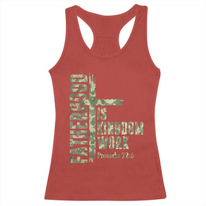 Fatherhood Is Kingdom Work Racerback Tank Top Camo Christian Fathers Day Gift TS12 Red Print Your Wear