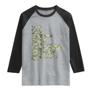 Fatherhood Is Kingdom Work Raglan Shirt Camo Christian Fathers Day Gift TS12 Heather Gray Black Print Your Wear