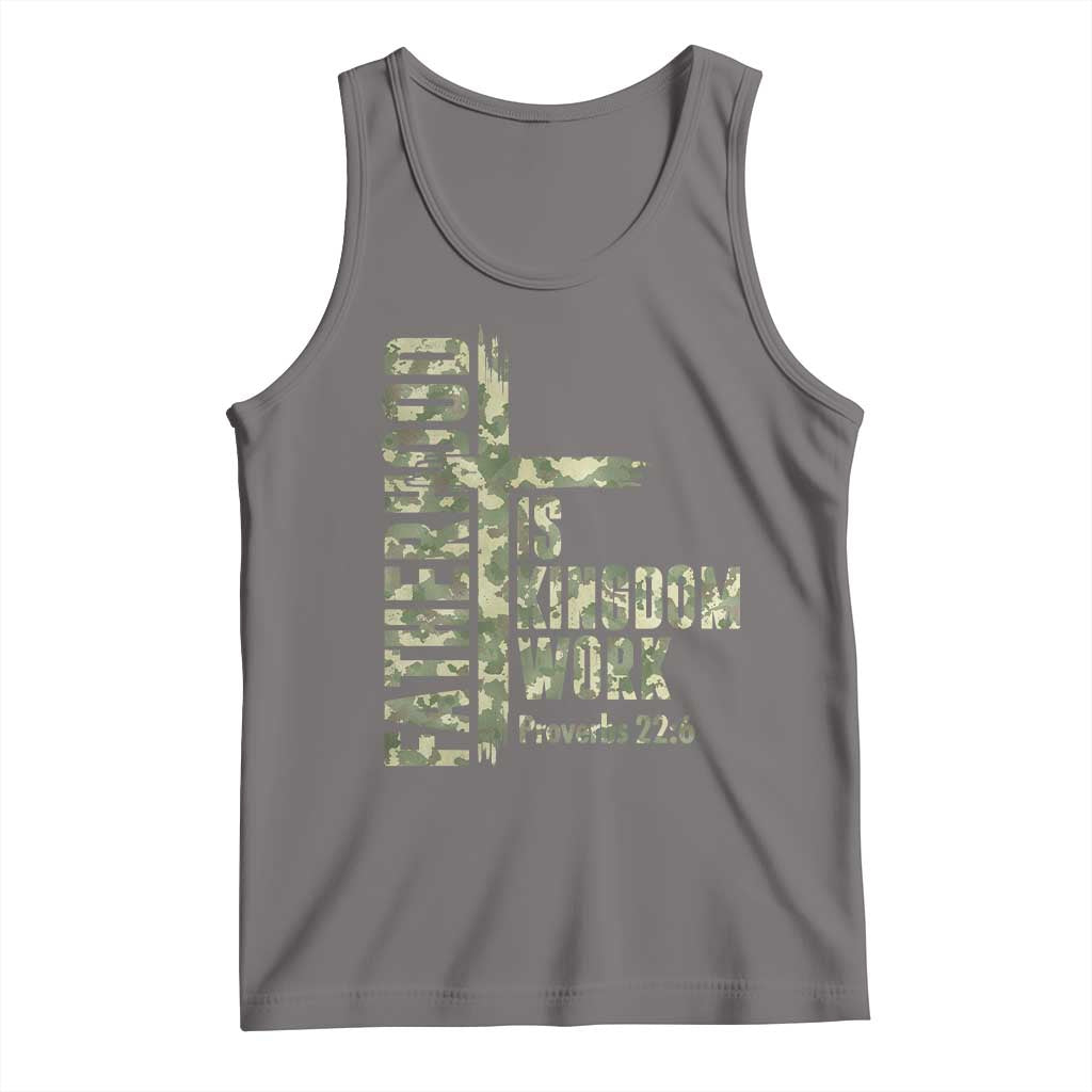 Fatherhood Is Kingdom Work Tank Top Camo Christian Fathers Day Gift TS12 Deep Heather Print Your Wear
