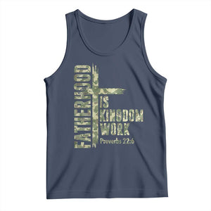Fatherhood Is Kingdom Work Tank Top Camo Christian Fathers Day Gift TS12 Navy Print Your Wear