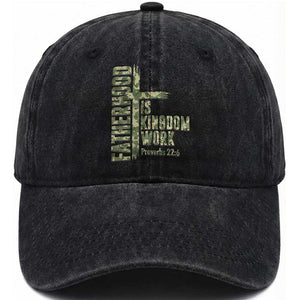 Fatherhood Is Kingdom Work Washed Cotton Baseball Cap Camo Christian Fathers Day Gift TS12 Print Your Wear