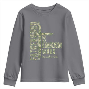 Fatherhood Is Kingdom Work Youth Sweatshirt Camo Christian Fathers Day Gift TS12 Charcoal Print Your Wear