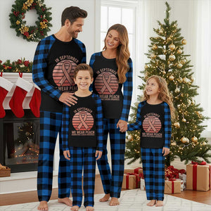 In September We Wear Peach Plaid Pajama Set Endometrial Cancer Awareness Support TS12 Blue Plaid Print Your Wear