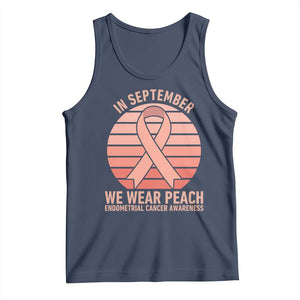 In September We Wear Peach Tank Top Endometrial Cancer Awareness Support TS12 Navy Print Your Wear