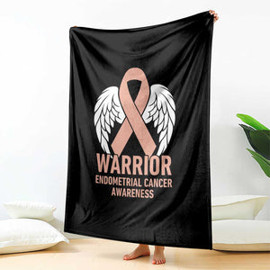 Endometrial Cancer Warrior Throw Blanket Peach Ribbon Angel Wings Support TS12 Print Your Wear