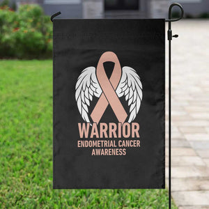 Endometrial Cancer Warrior Garden Flag Peach Ribbon Angel Wings Support TS12 Print Your Wear