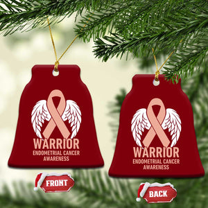 Endometrial Cancer Warrior Ceramic Ornament Peach Ribbon Angel Wings Support TS12 Print Your Wear