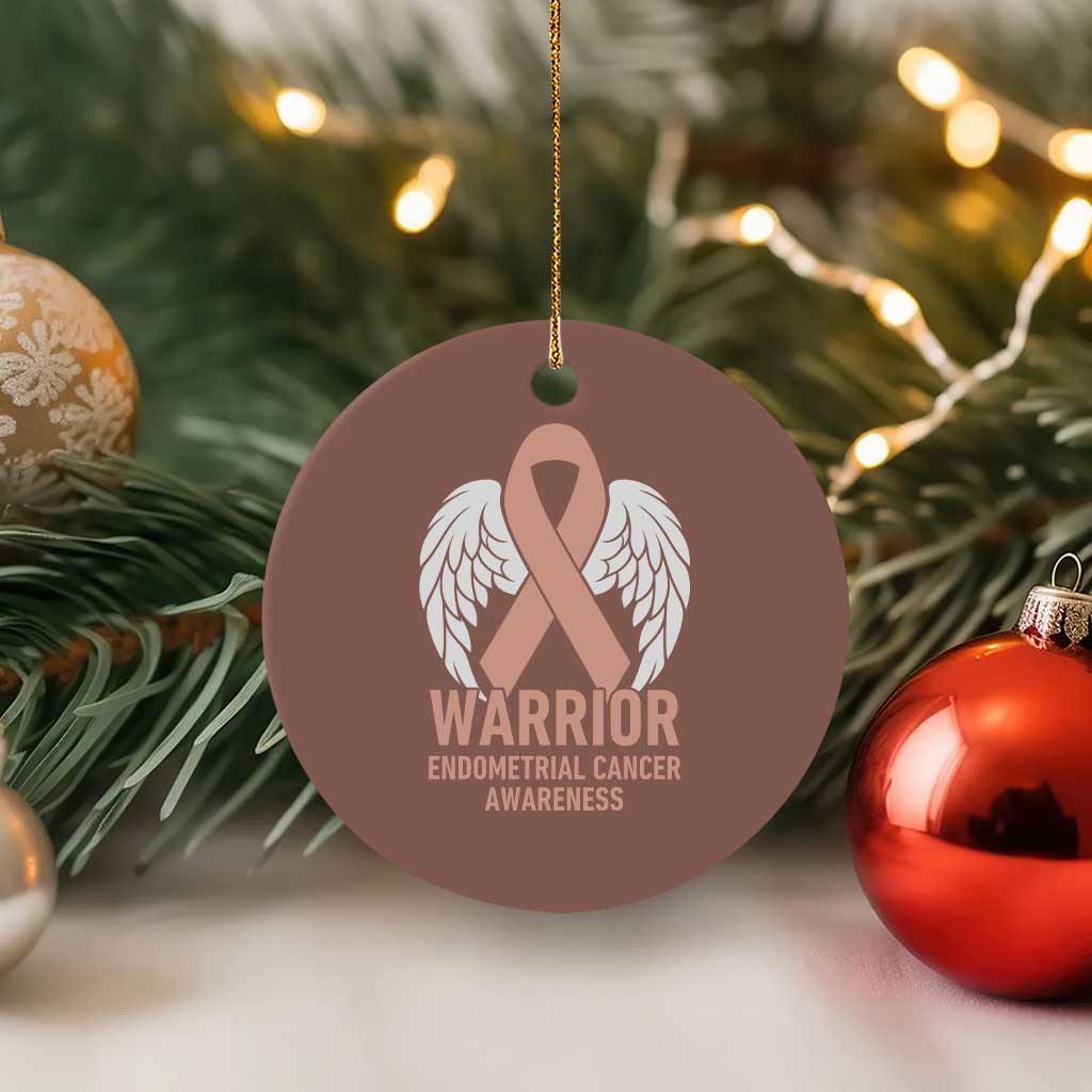 Endometrial Cancer Warrior Ceramic Ornament Peach Ribbon Angel Wings Support TS12 1pc Mocha Print Your Wear