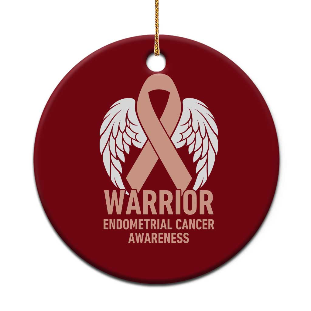 Endometrial Cancer Warrior Ceramic Ornament Peach Ribbon Angel Wings Support TS12 1pc Red Print Your Wear