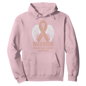 Endometrial Cancer Warrior Hoodie Peach Ribbon Angel Wings Support TS12 Light Pink Print Your Wear