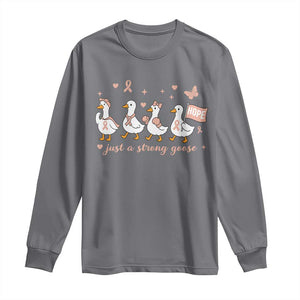 Funny Endometrial Cancer Goose Long Sleeve Shirt Just A Strong Goose TS12 Charcoal Print Your Wear